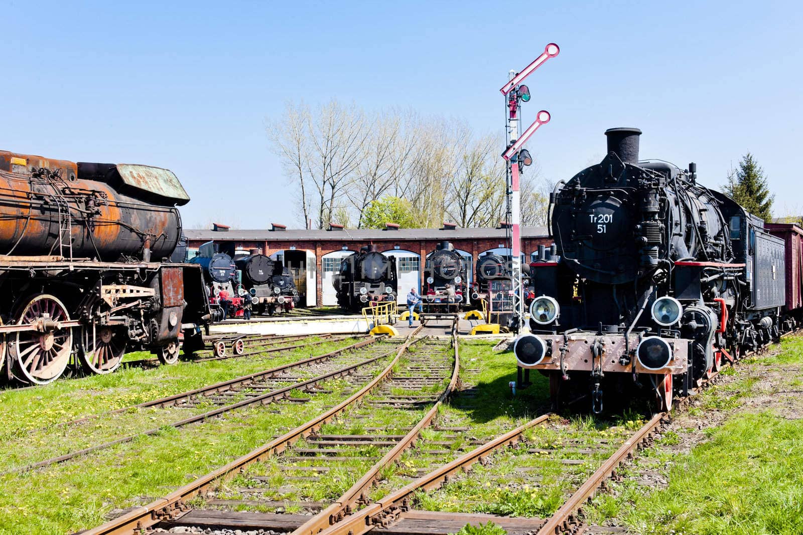 steam locomotives in railway museum, Jaworzyna Slaska, Silesia, Poland