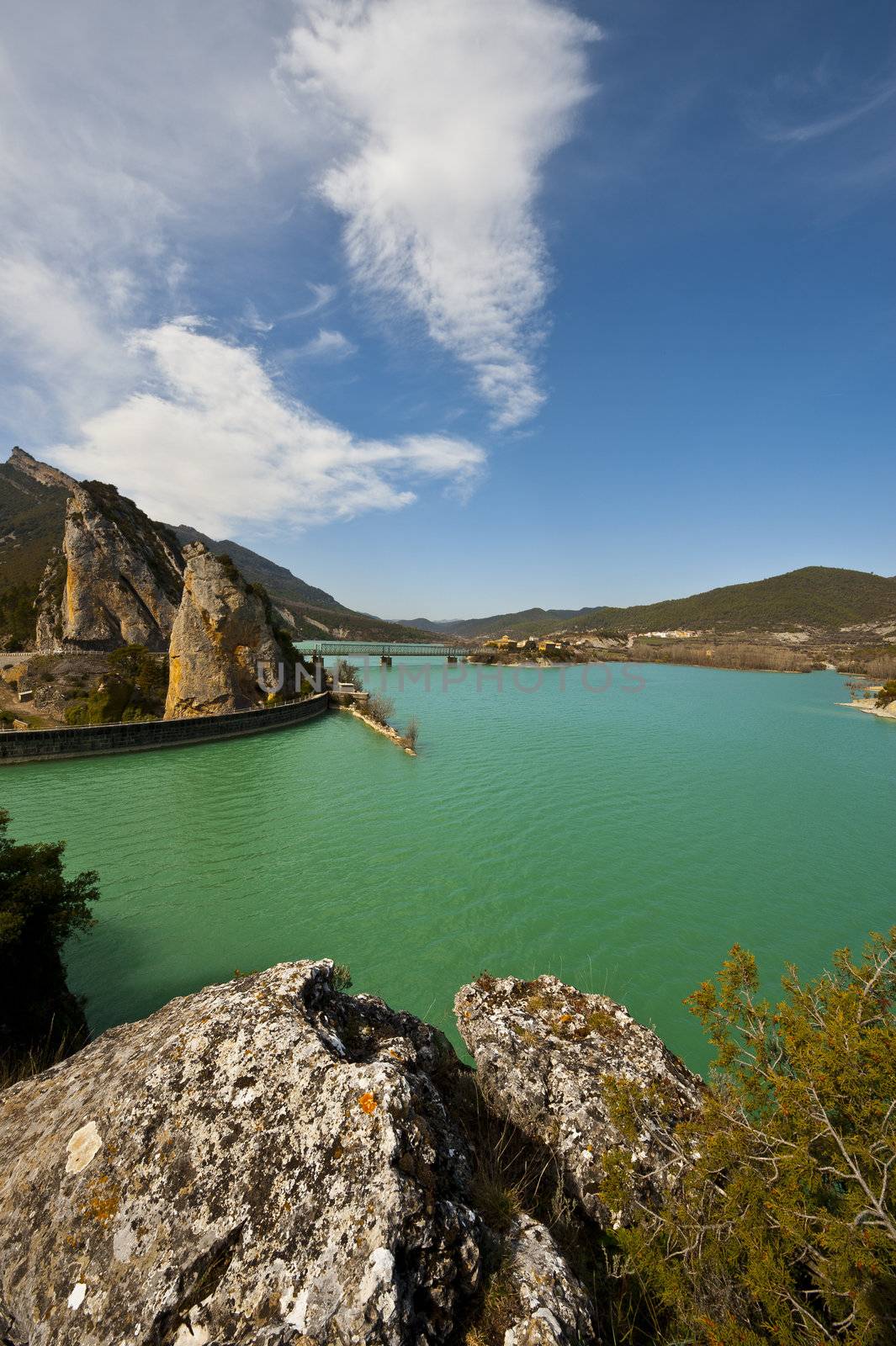 The Concrete Dam on the River Aragón, Spain
