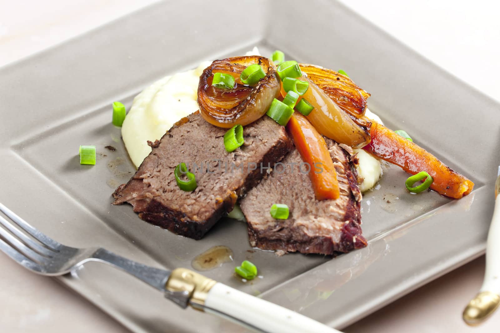 beef stew with carrot and mashed potatoes