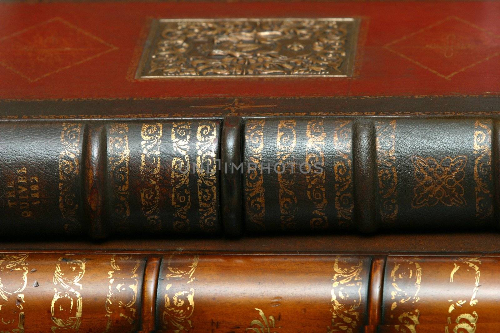Two ancient books in leather bindings issued in 1882
