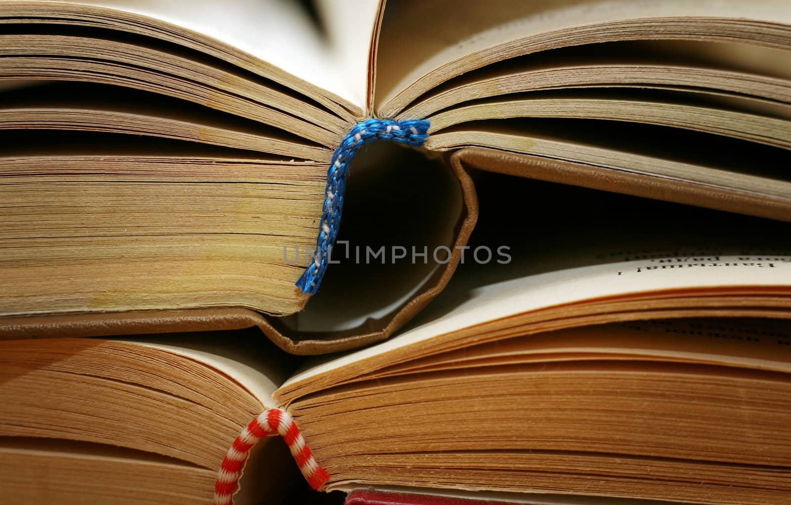 Two old books close up. With use of a macro-ring