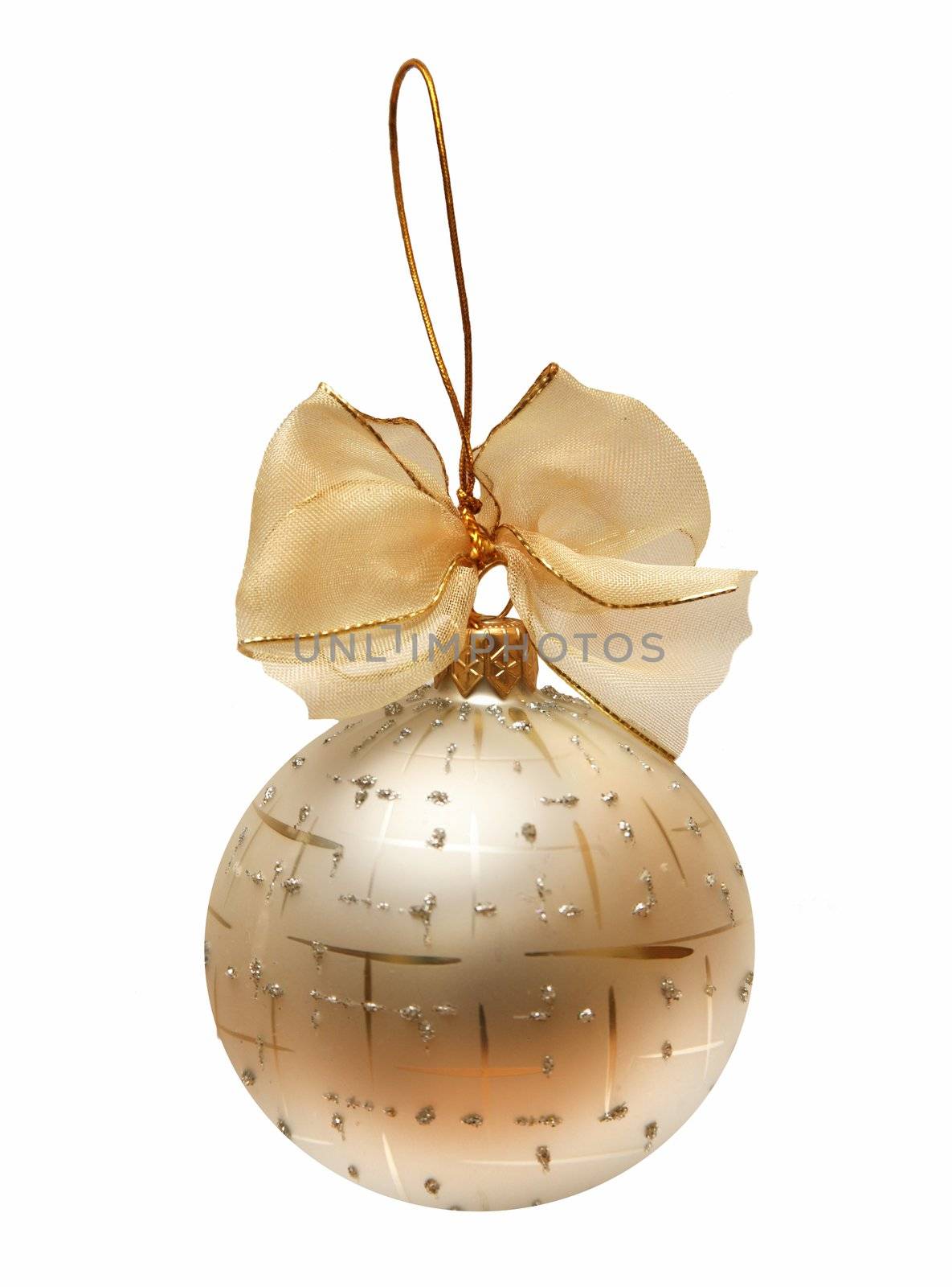 Gold Christmas sphere with a gold bow