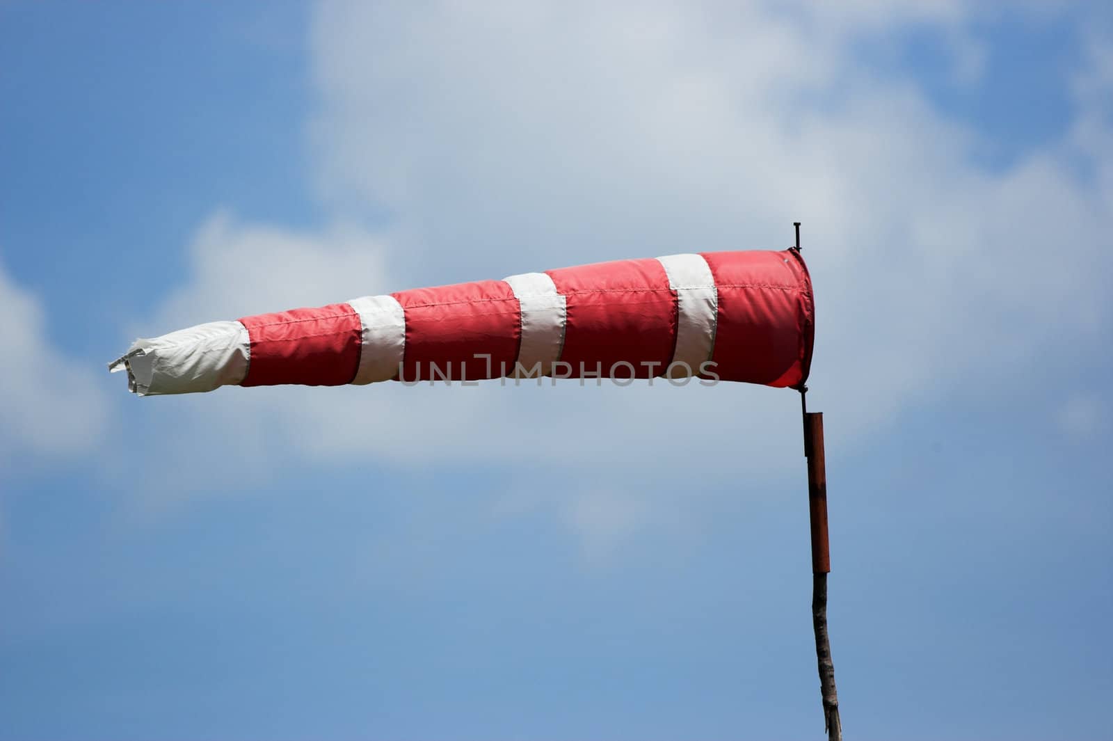 A  wind sock over blue sky