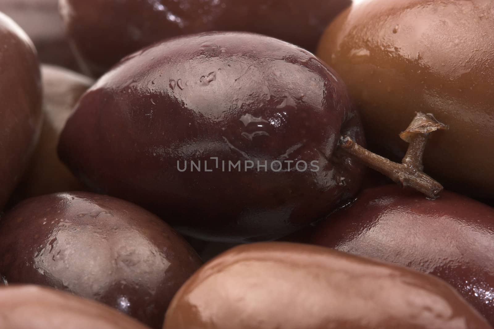 Some black olives close up