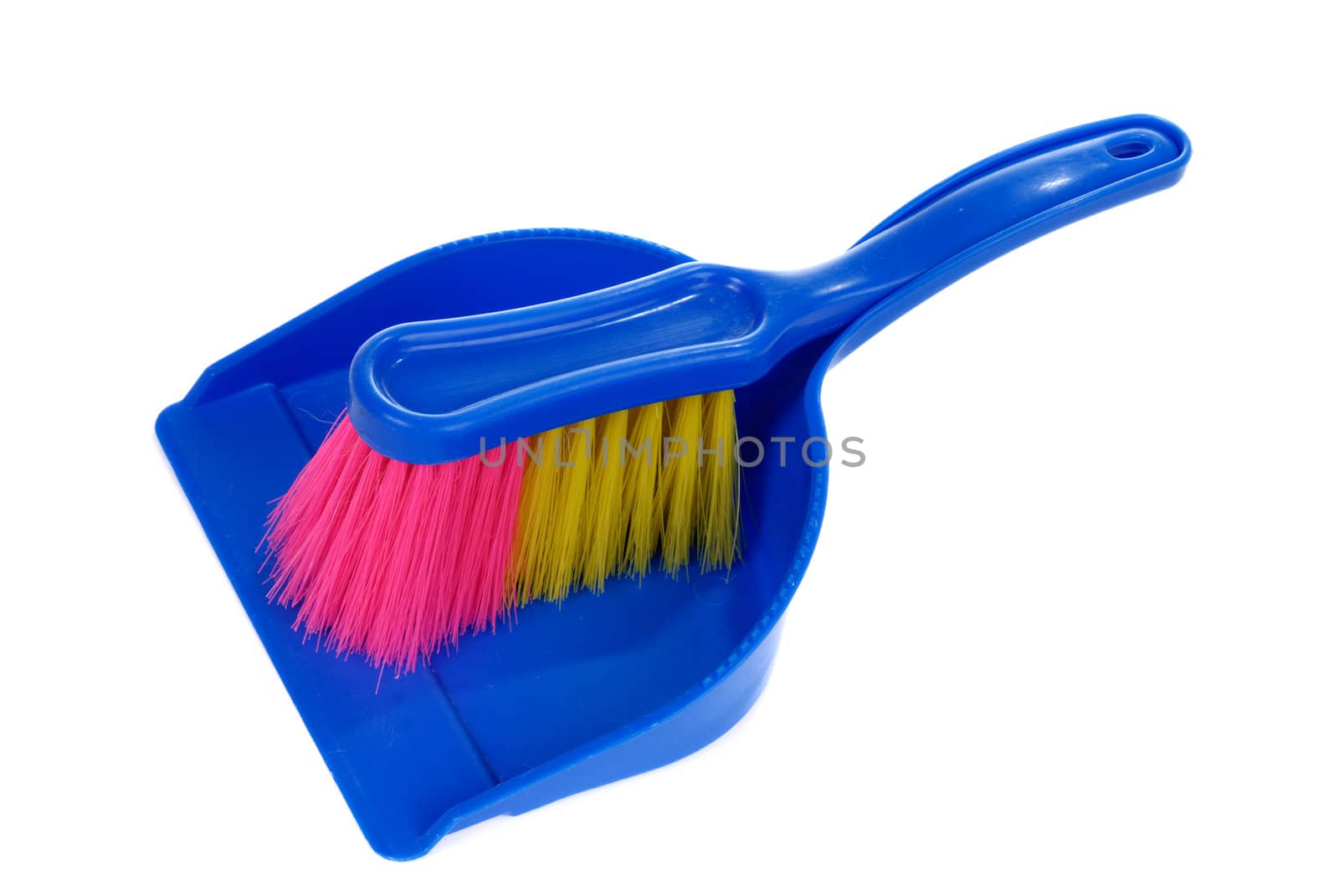 Brush and dustpan isolated on white background