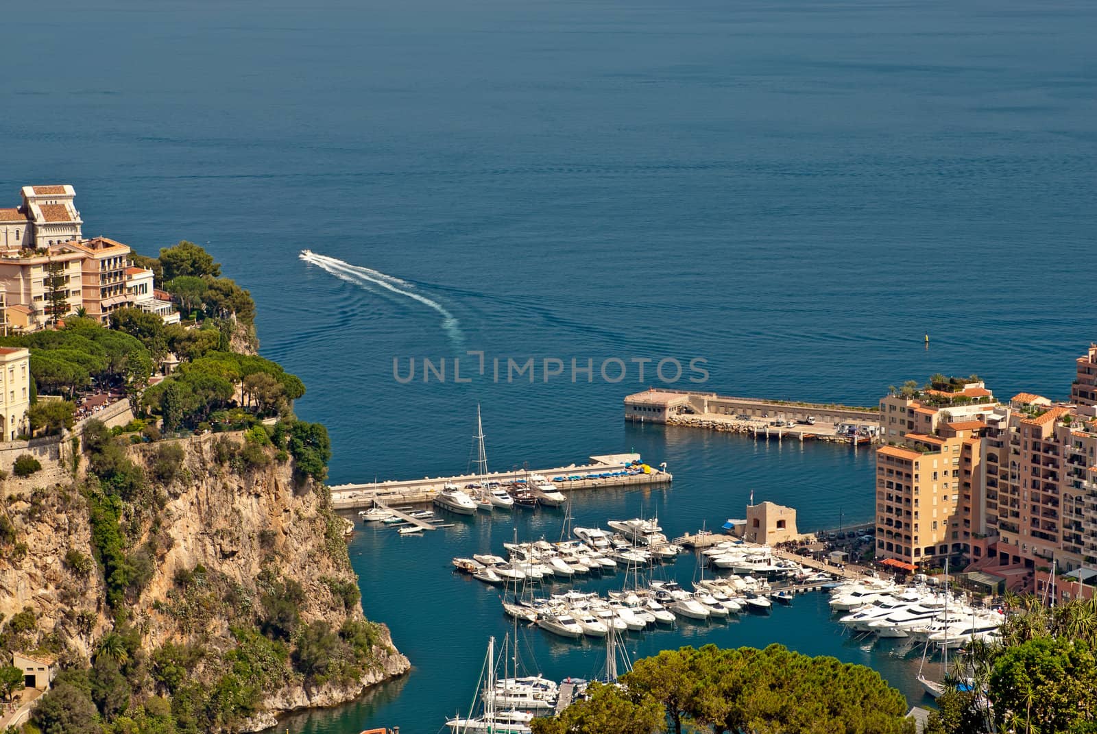 Yachts and apartments in port Fontvieille in Monte Carlo by mahout