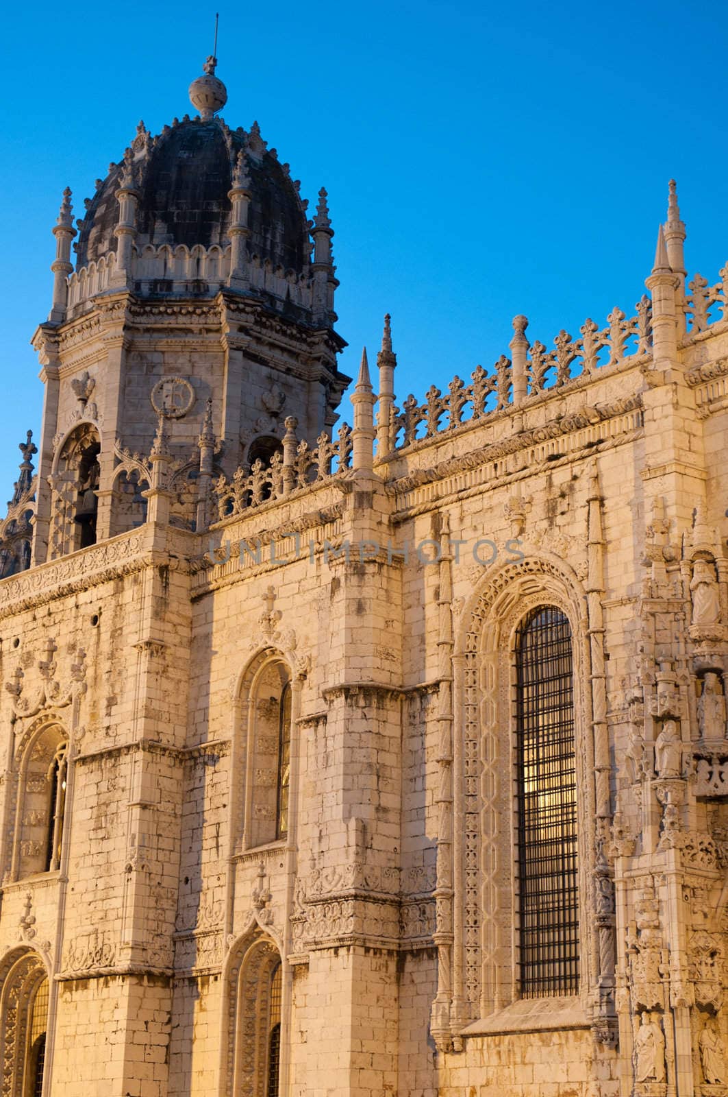 famous Hieronymites Monastery (Mosteiro dos Jeronimos) UNESCO World Heritage Site in Lisbon, Portugal (sunset picture)