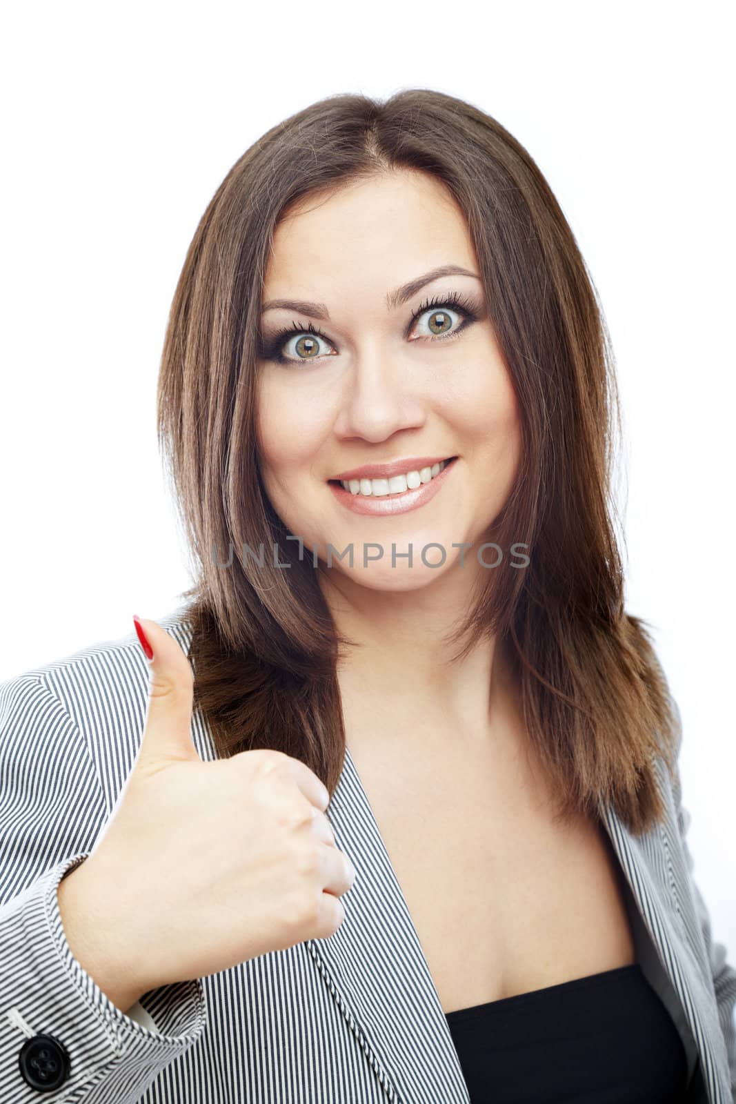 Glad bussinesswoman making OK sign