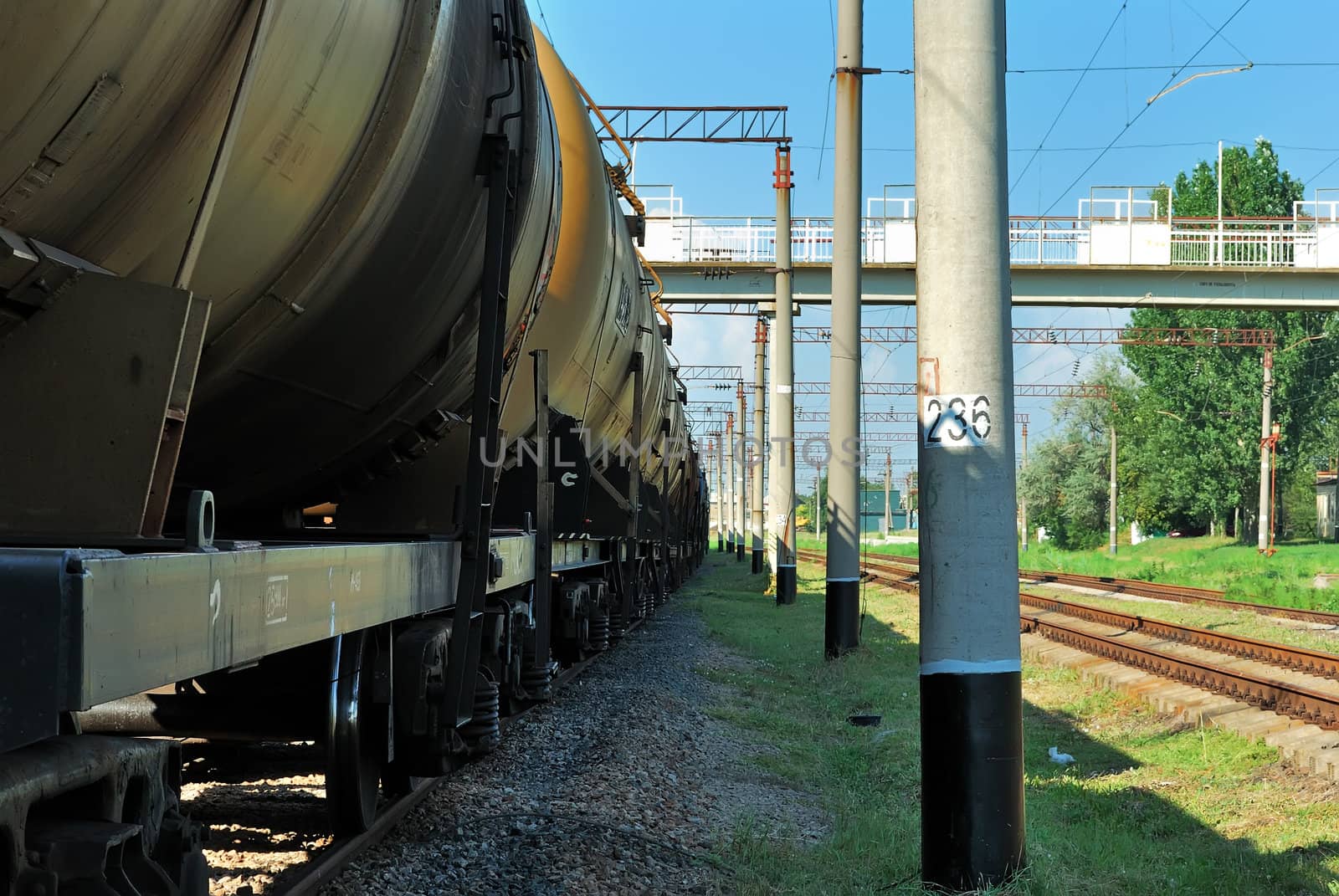 the train transports tanks with oil and fuel