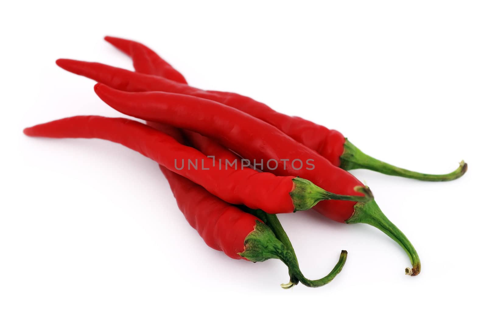 red chilli peppers on white background