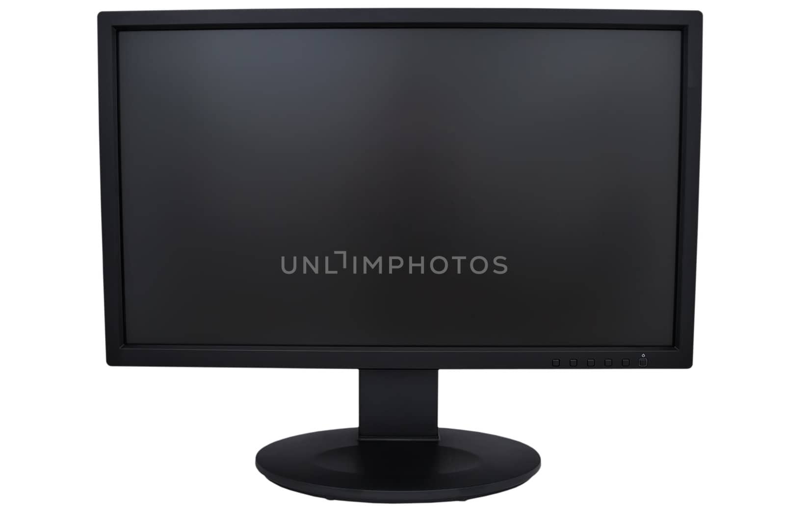 black wide computer monitor on white background