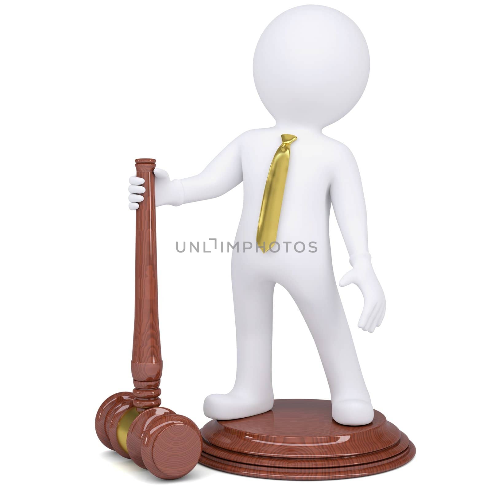 3d white man with judicial hammer by cherezoff