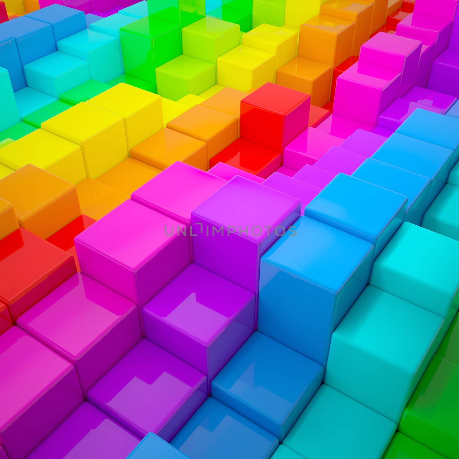 Abstract wall of colored cubes by cherezoff