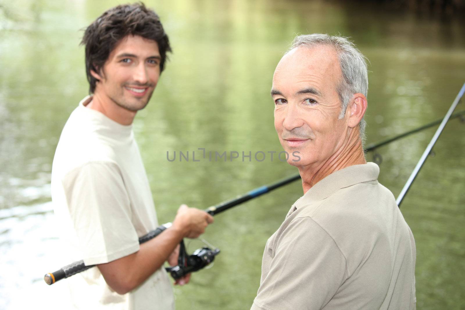 father and son fishing