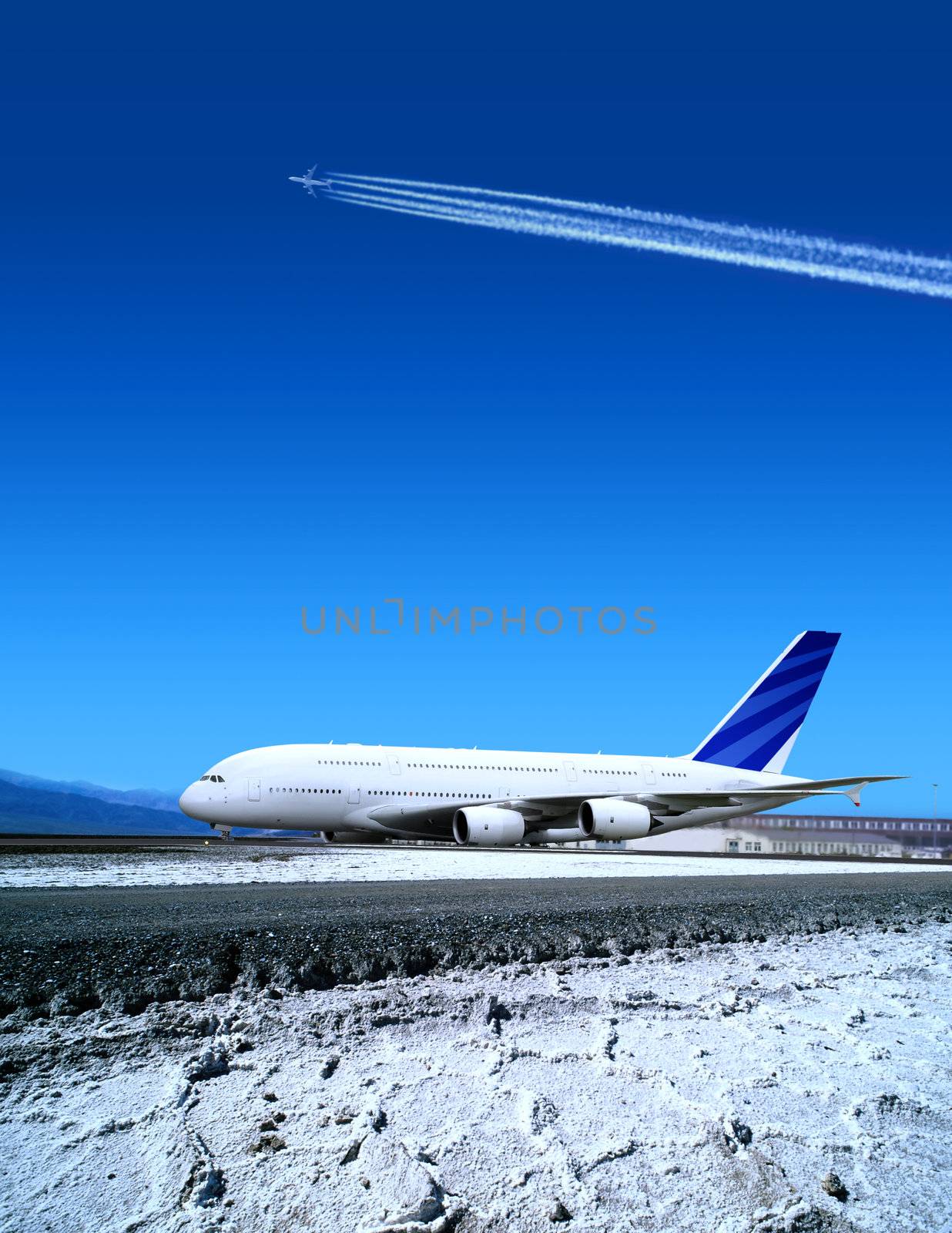 airport and the big plane in winter time