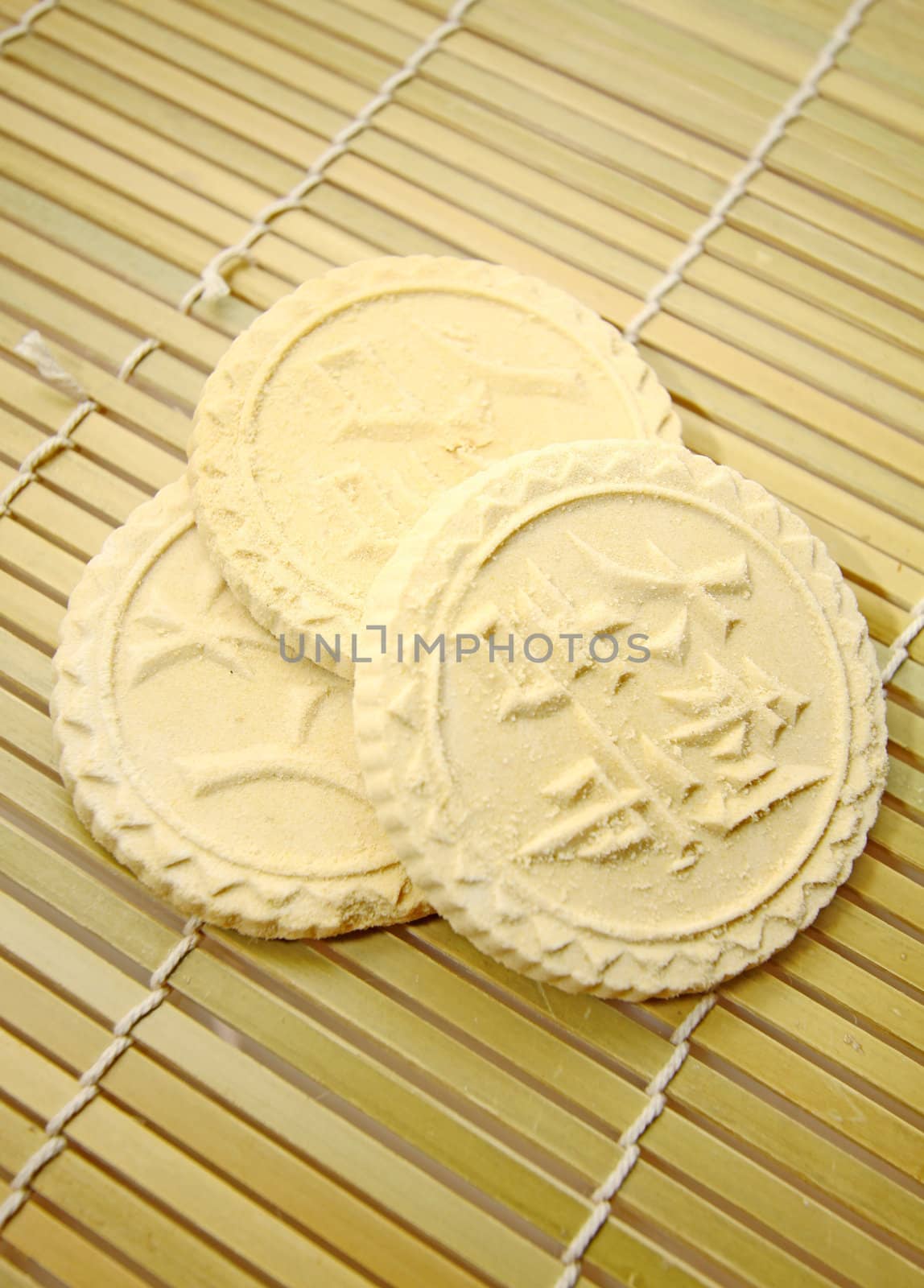 Rice biscuits on bamboo plate