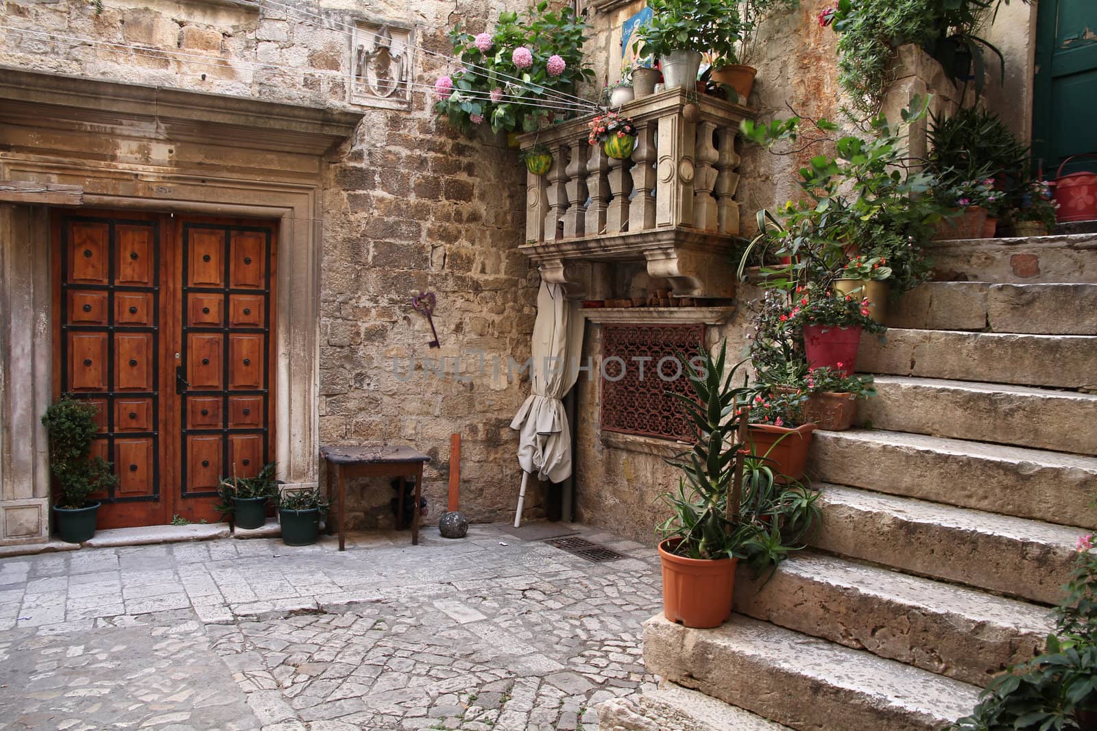 Croatia - Trogir in Dalmatia (UNESCO World Heritage Site). Old town detail.