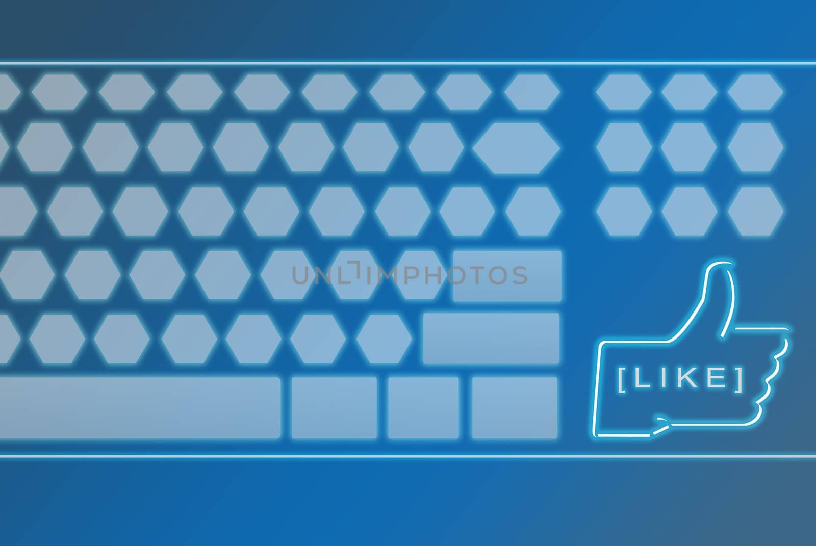 Virtual futuristic keyboard with LIKE button, can be use for various social media concept