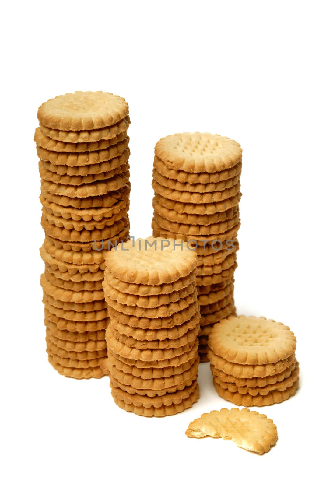 Stacks of cookies isolated on white by mahout