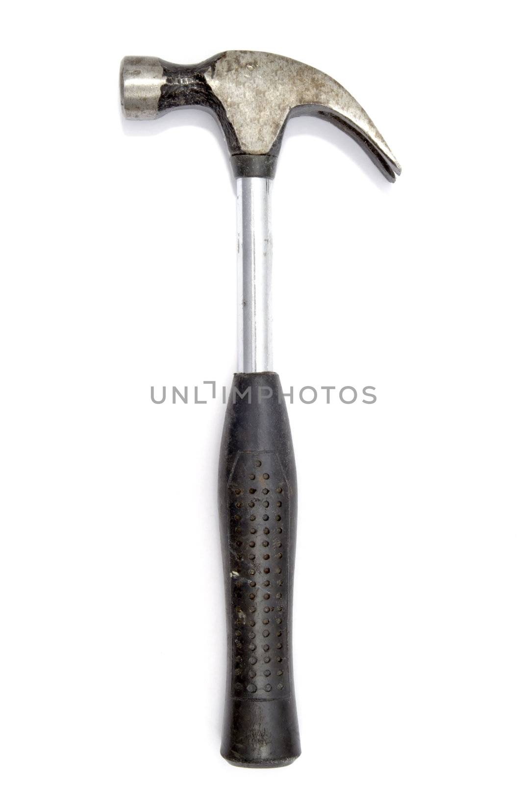 Old hammer isolated on white background 
