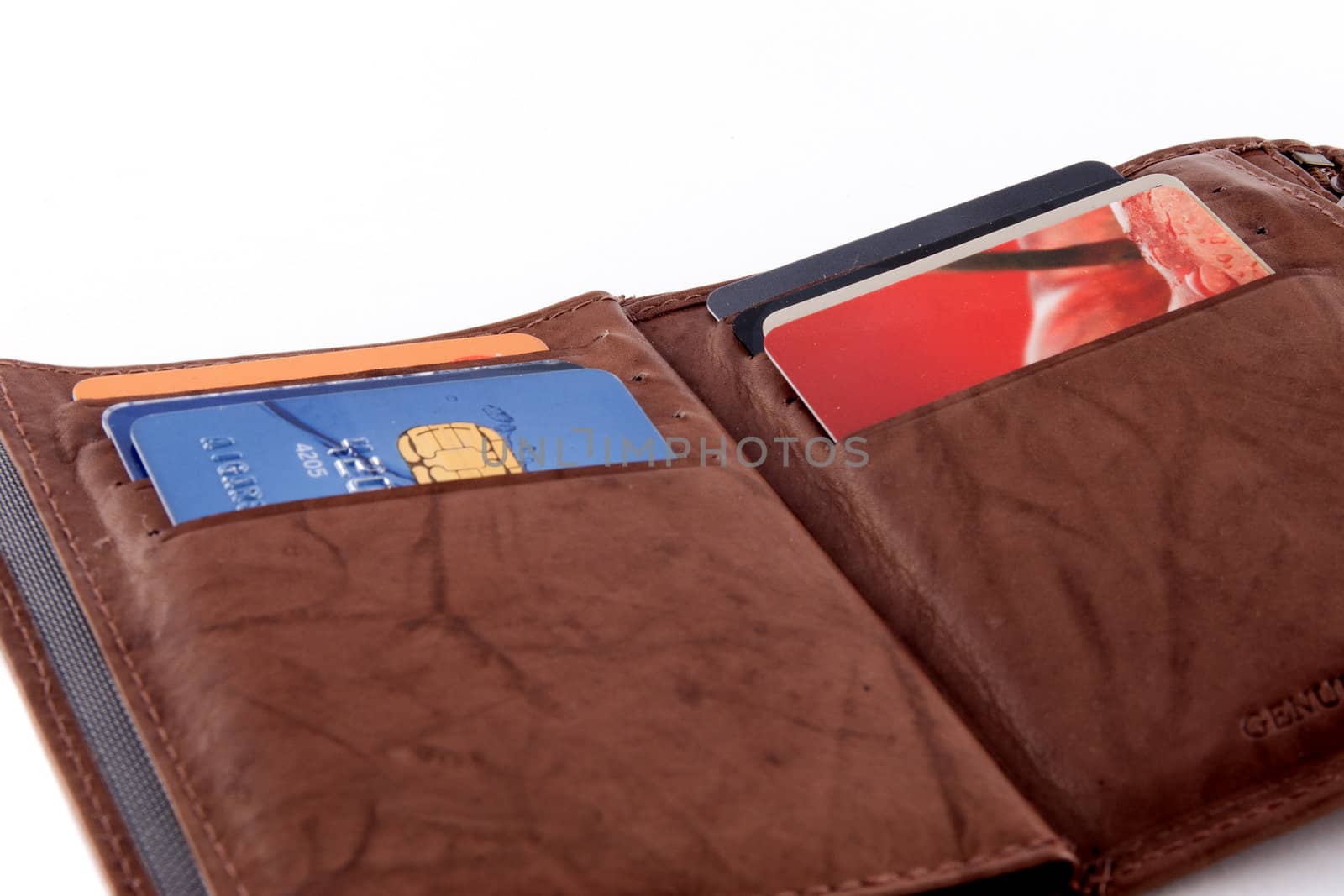 brown leather wallet isolated on white