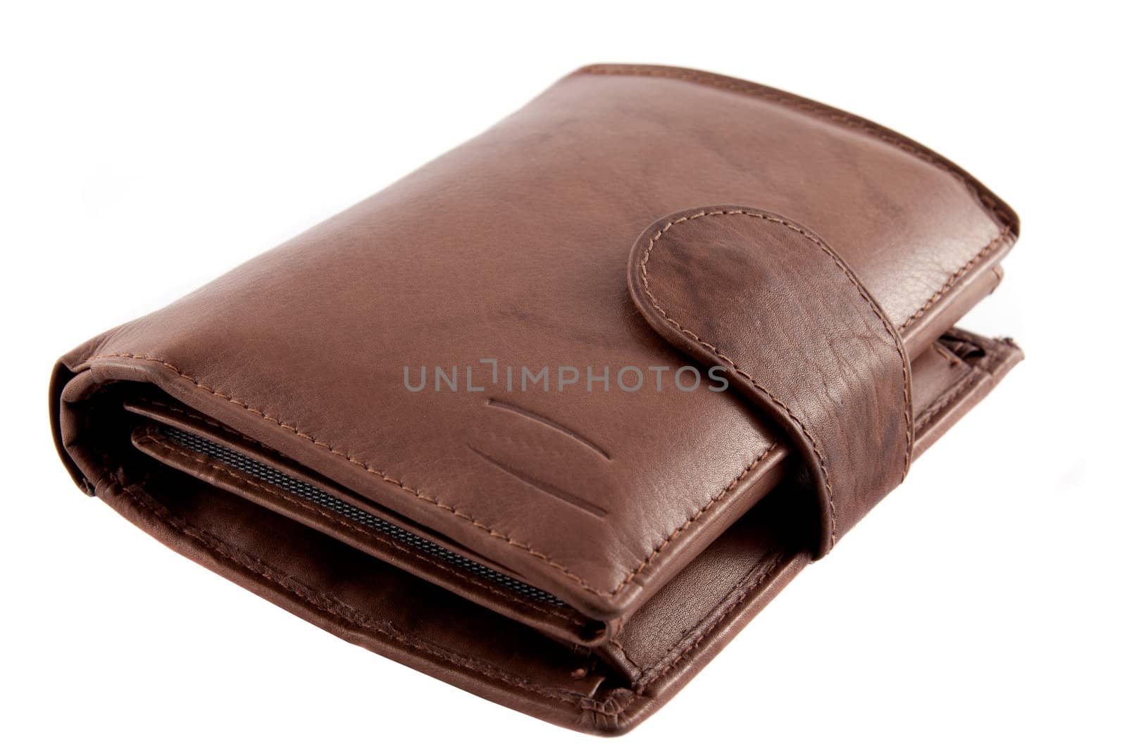Brown leather wallet isolated on white