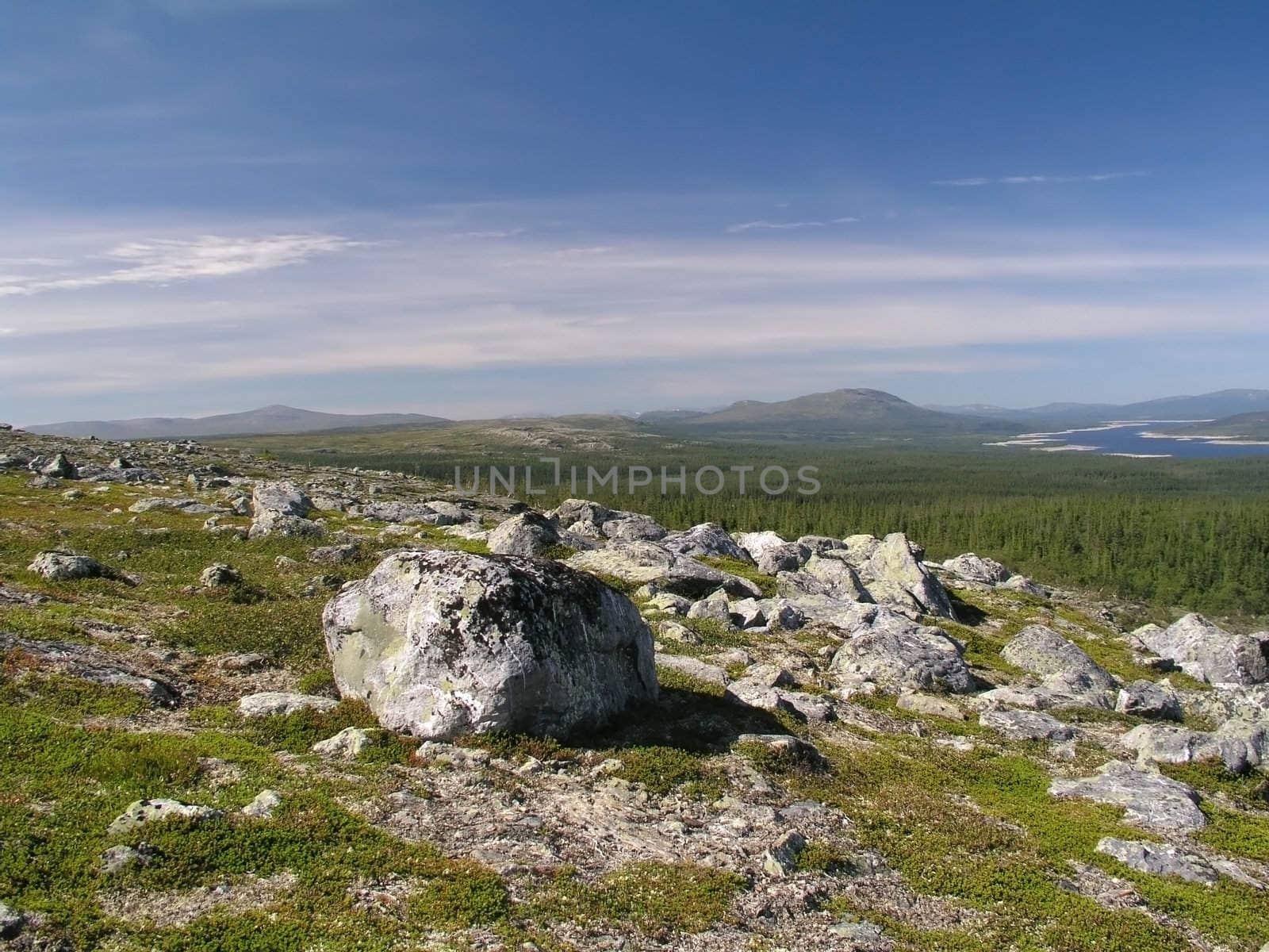 Beautiful mountain landscape with blue sky 
