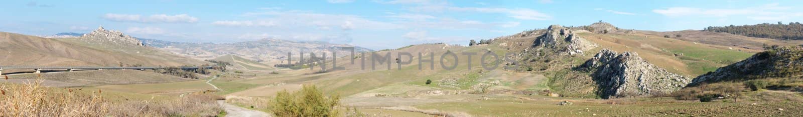 Rural landscape in central Sicily, Italy, in the morning by slavapolo