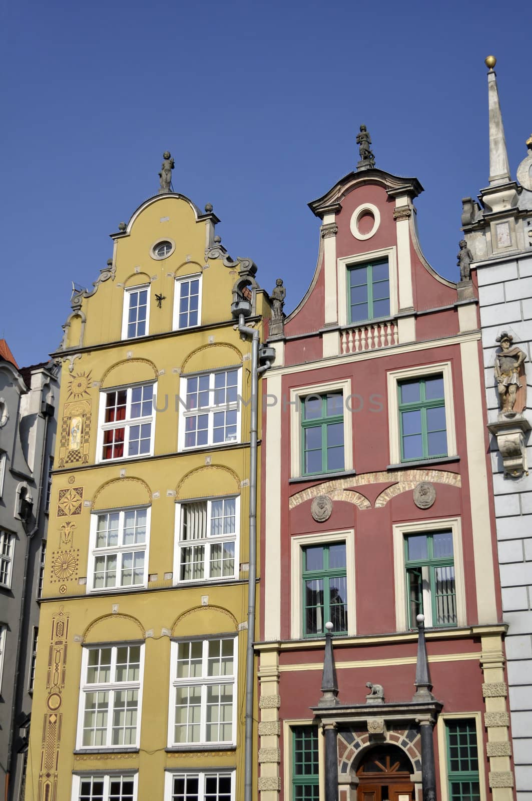 Colorful buildings in the city of Gdansk, Poland.