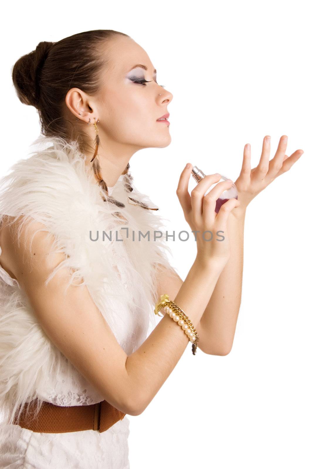 Woman applying perfume by Angel_a