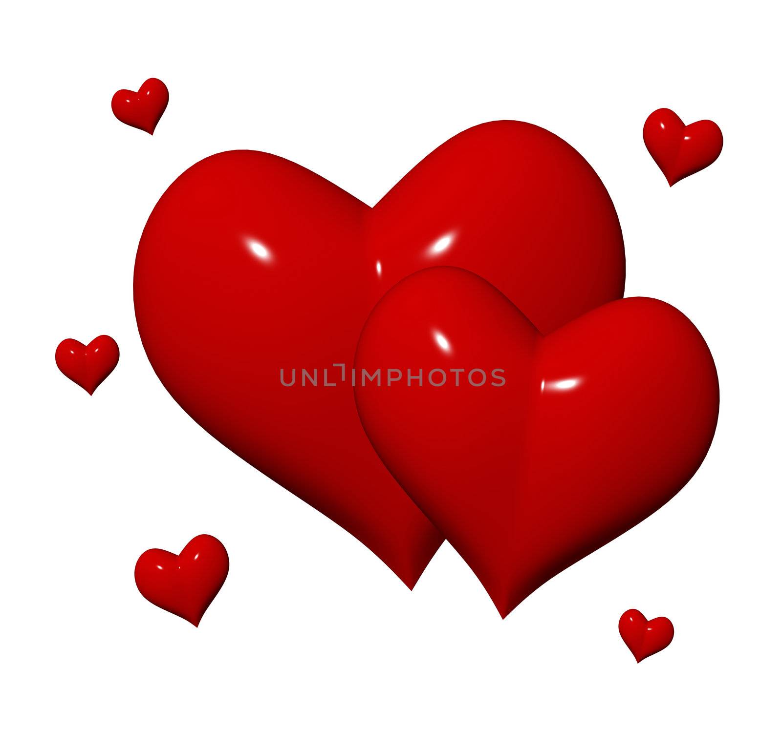 red hearts 3d by marinini