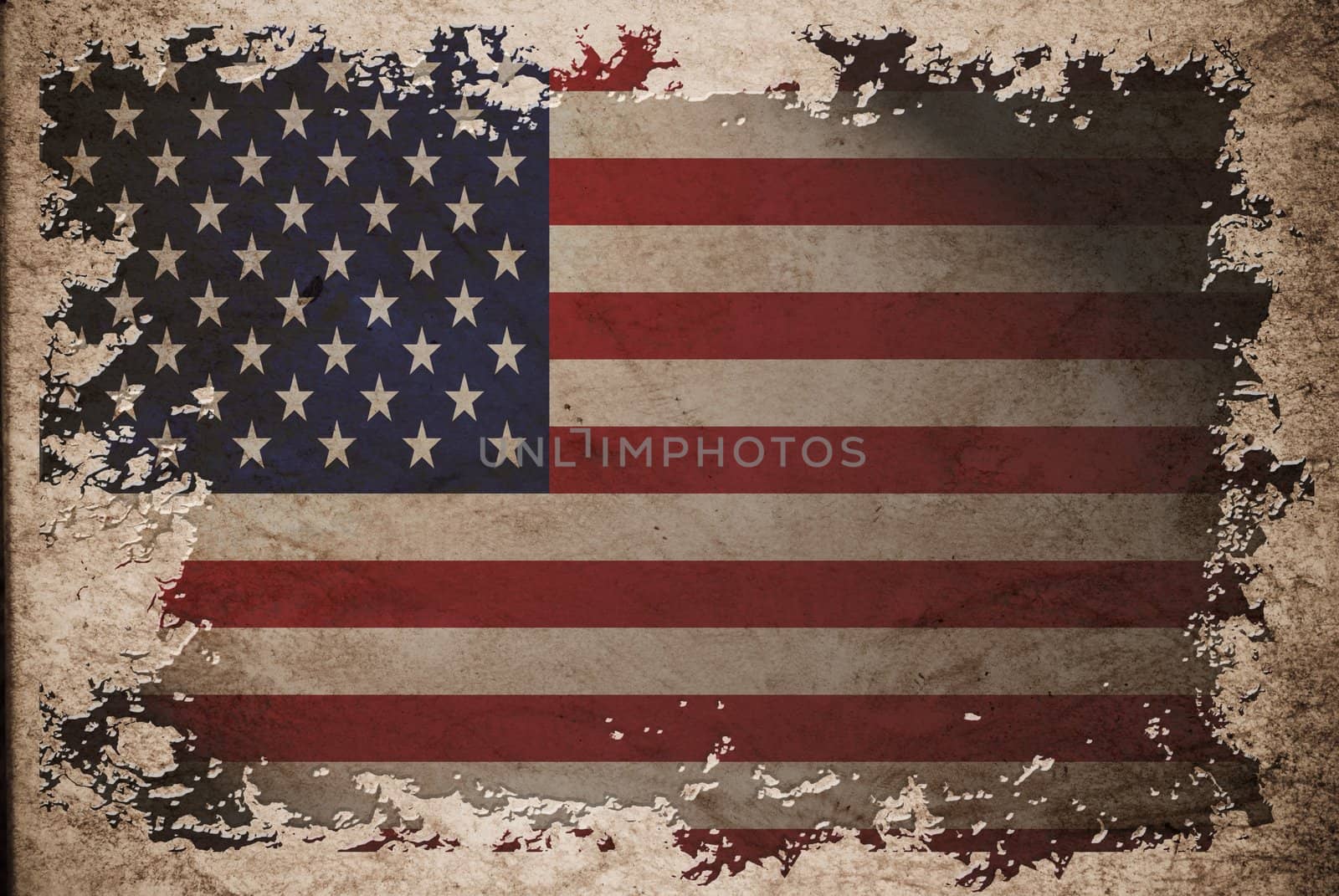 US flag on old vintage paper, can be use for background design and vintage related concept. Also American Independence Day.