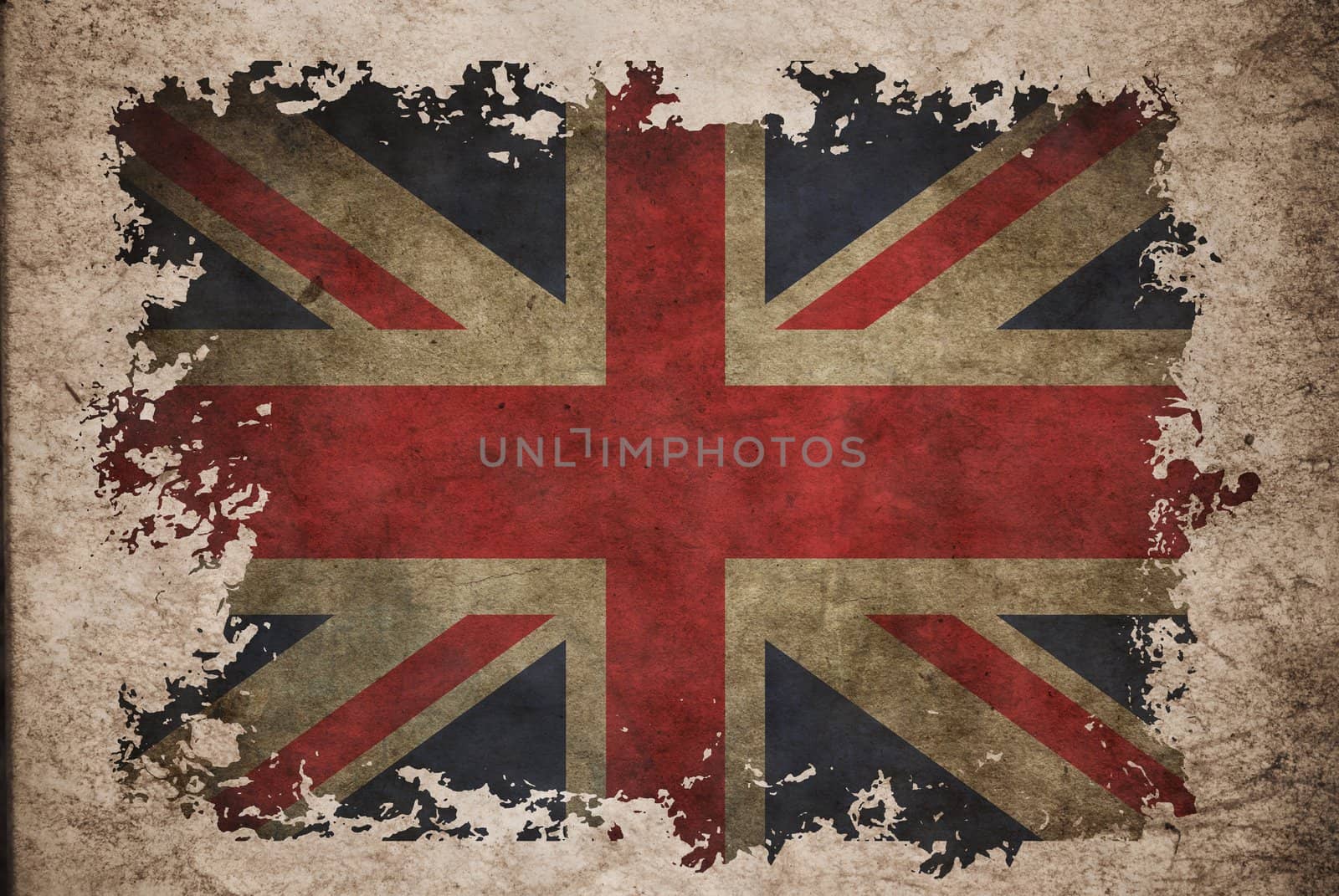 UK flag on old vintage paper, can be use for background design and vintage related concept.
