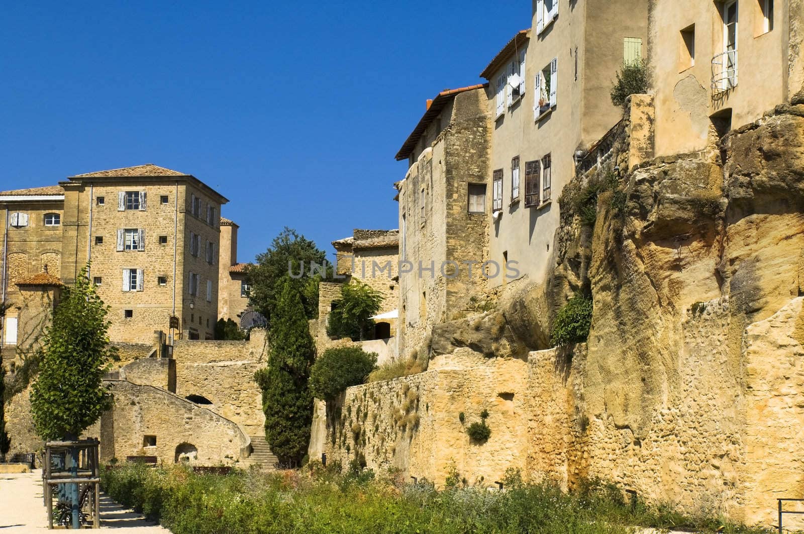 old stone houses built on the rock, region of Luberon, Provence, France