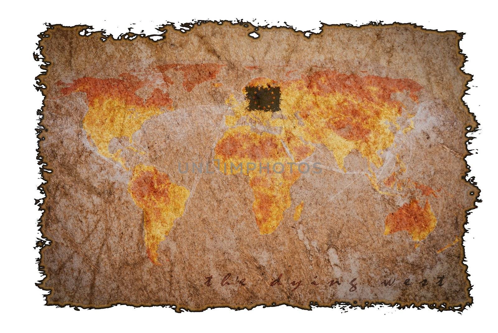 Old vintage map on burned paper background, can be use for various vintage concepts and world business concepts.