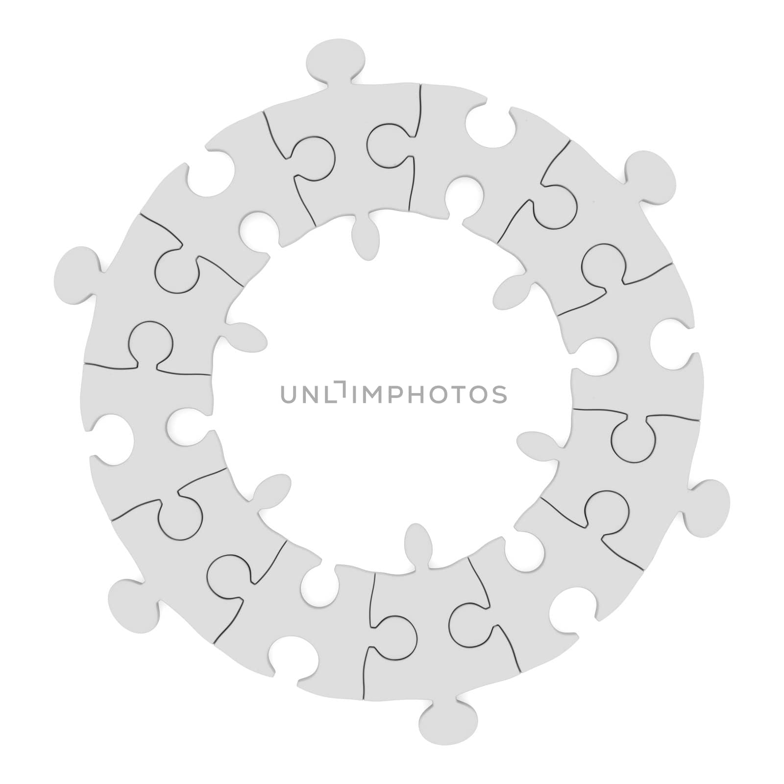 Puzzle on white background. Isolated 3D image