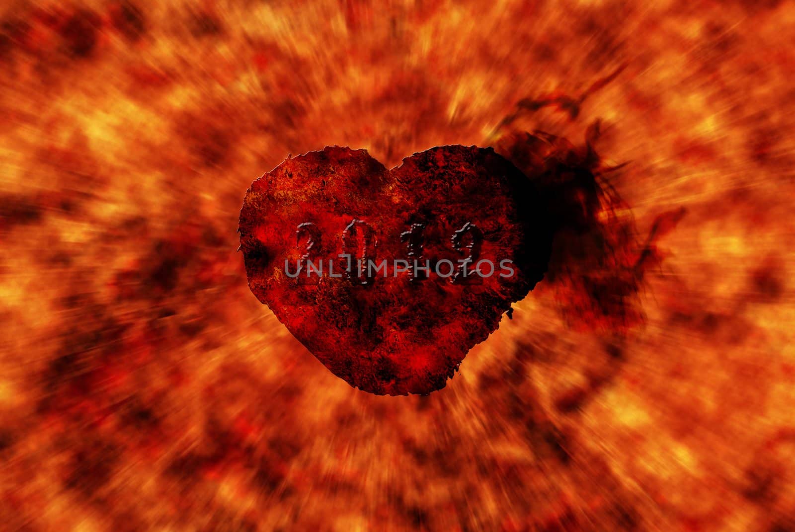Burning heart with flame effect by sasilsolutions