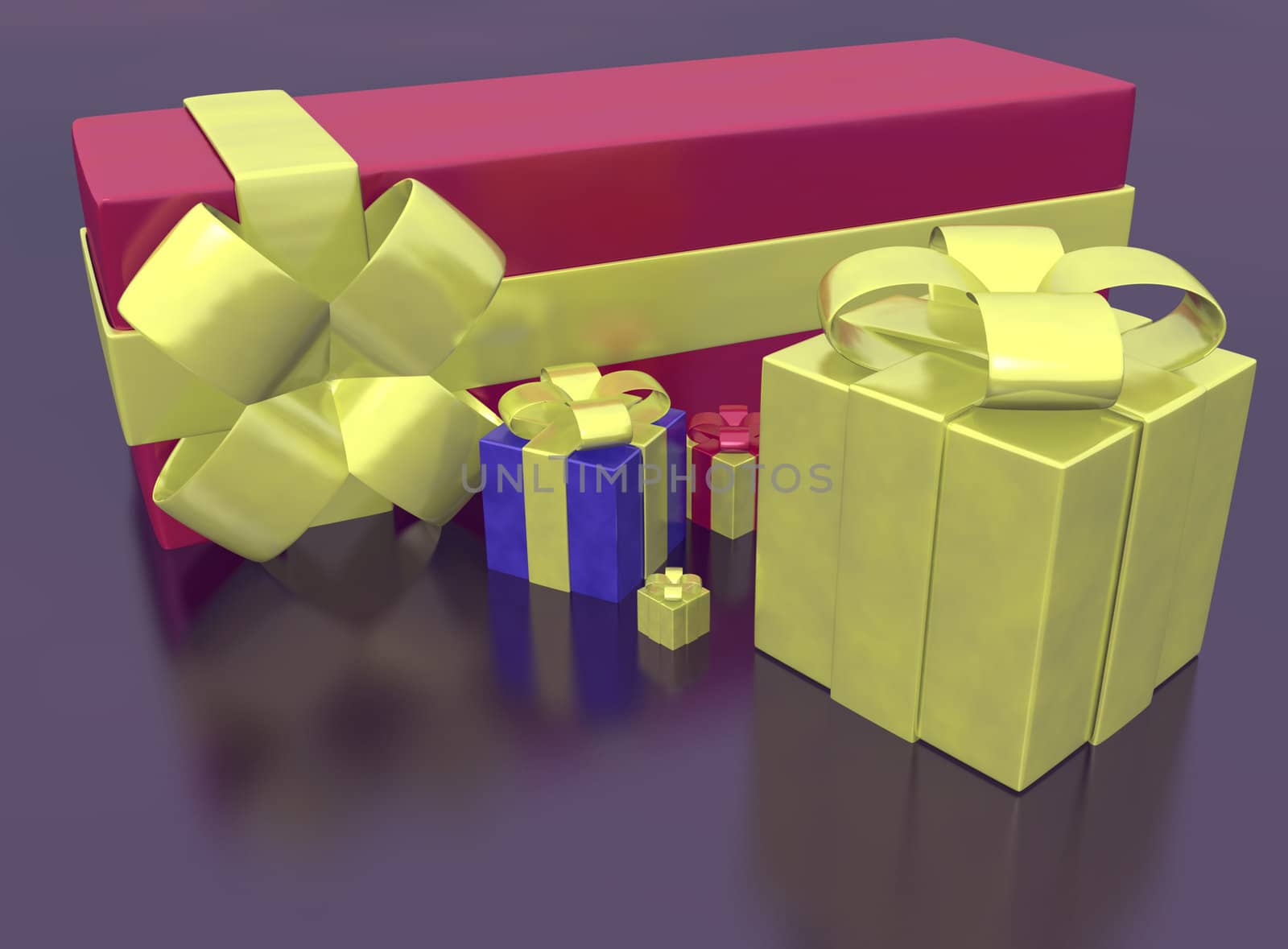 rendered of a lot of gifts on black background
