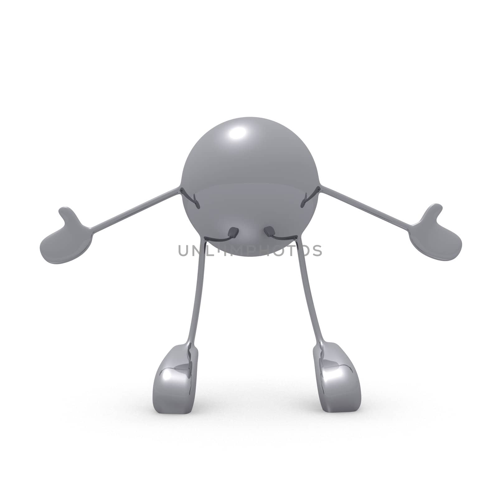 3d character and singer with a metal balk