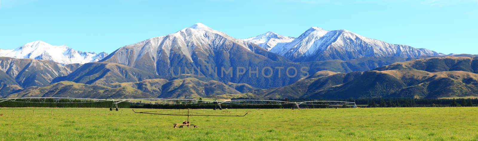 panorama of great southern alps in New Zealand