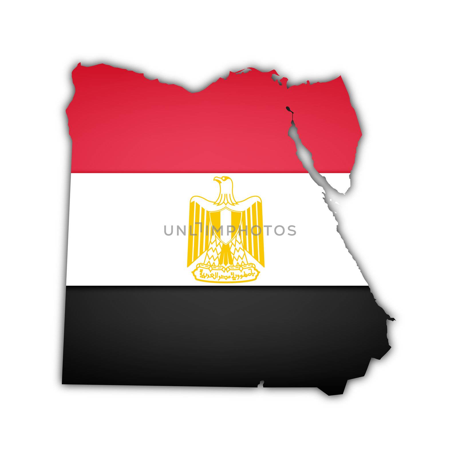 map of egypt with flag and shadow