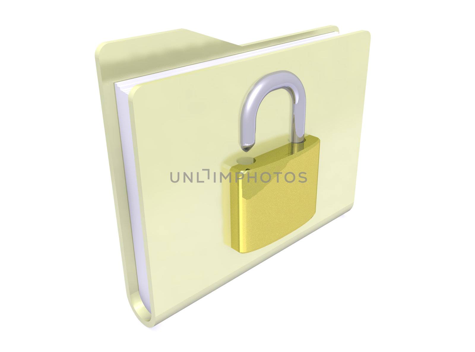 folder icon and padlock open on white background