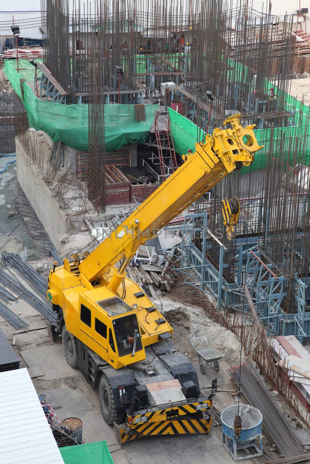 construction earthmover loader blackhoe in building site