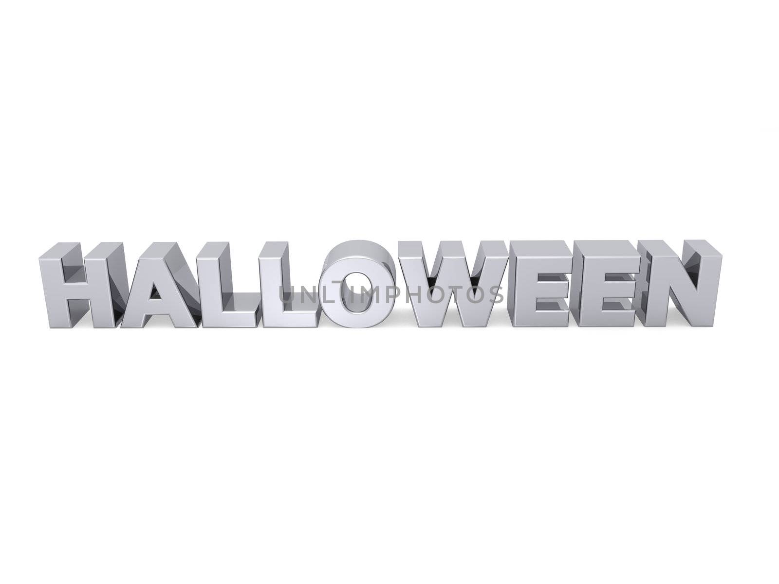 the word halloween in metal letters