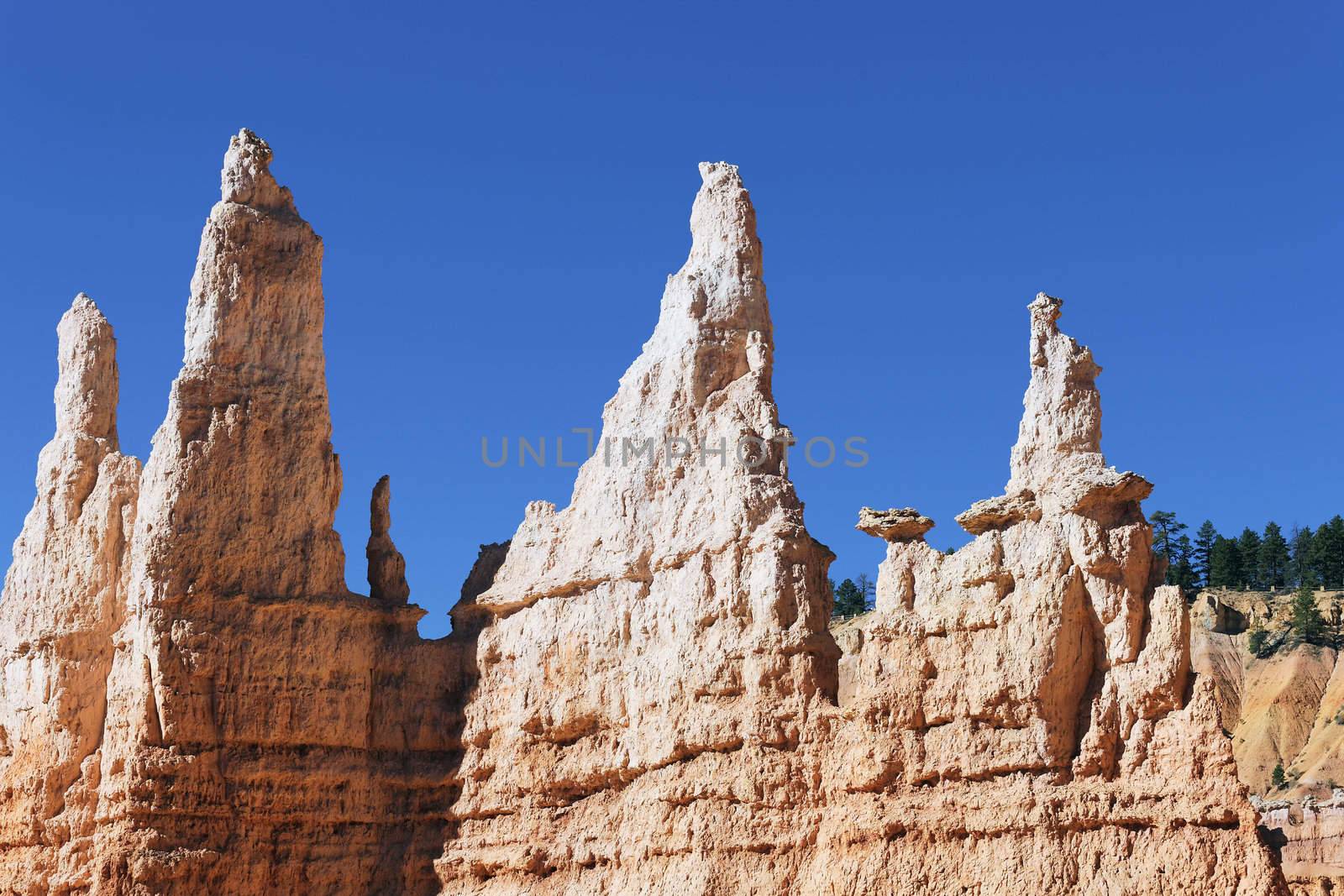 horizontal view of Hoodoo rocks of Bryce Canyon, Utah, USA 