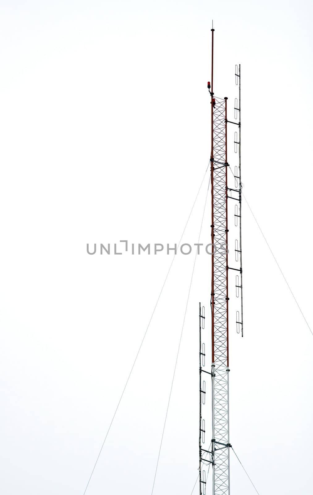 Telecommunication Radio antenna isolated on White sky