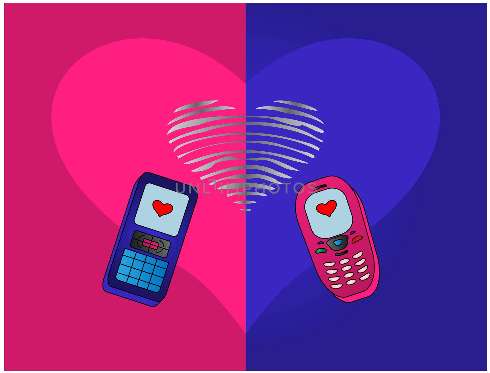 mobile phones, enamoured each other, communicate calls