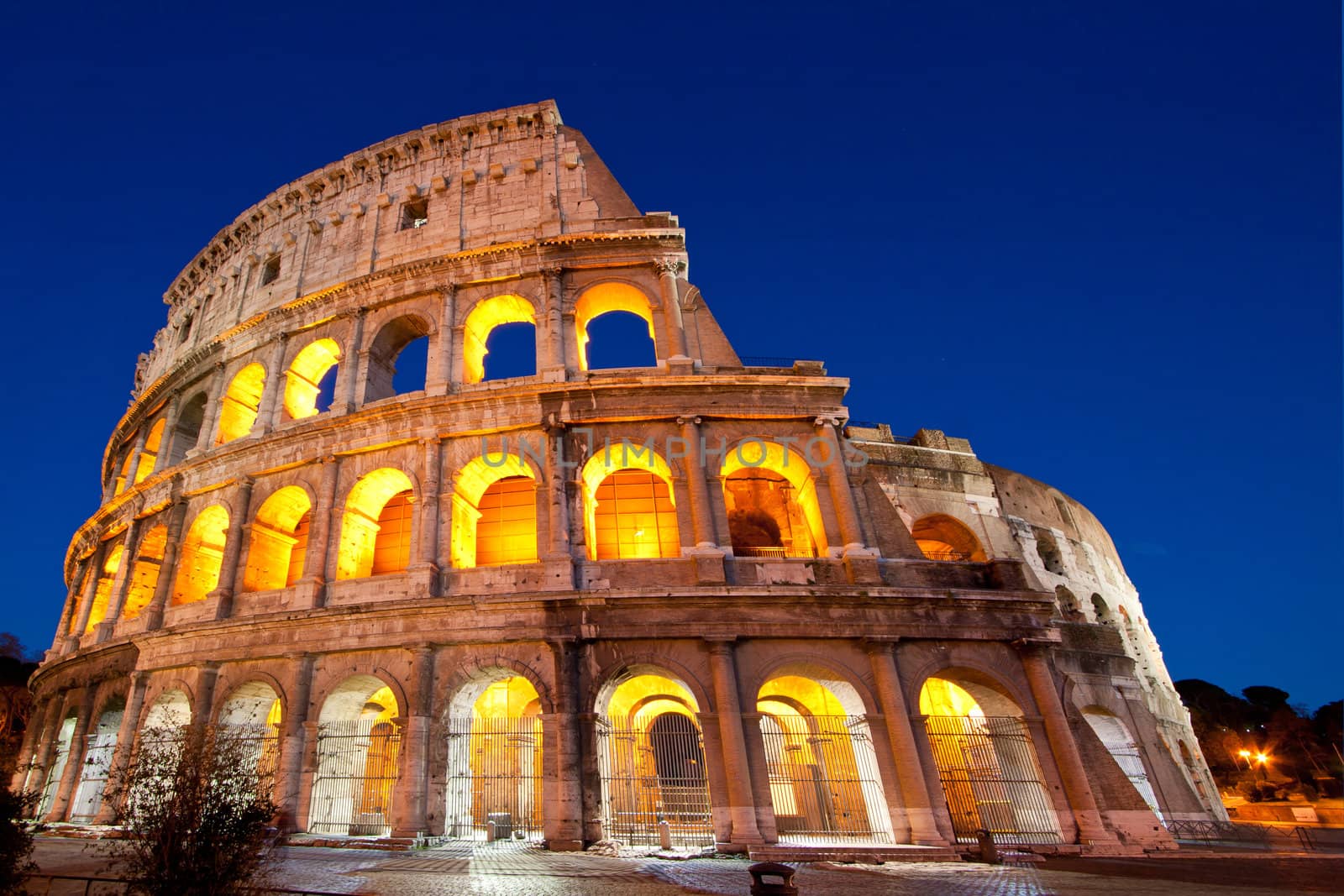 Colosseum Dome or colosseo at dusk
