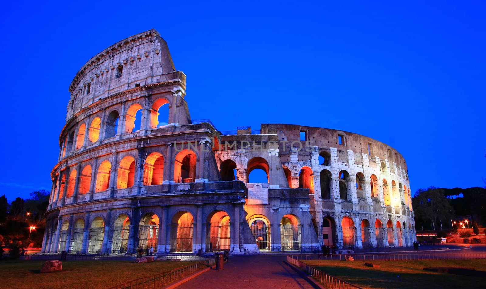 Colosseum at dusk, Rome Italy
