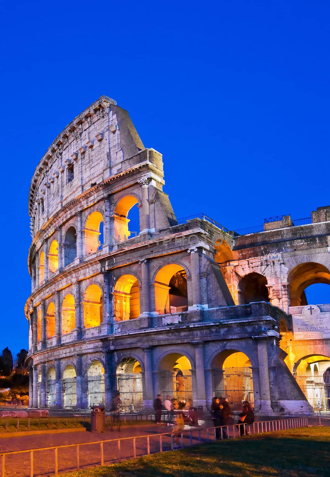 closeup of Colosseum at Dusk, Rome Italy